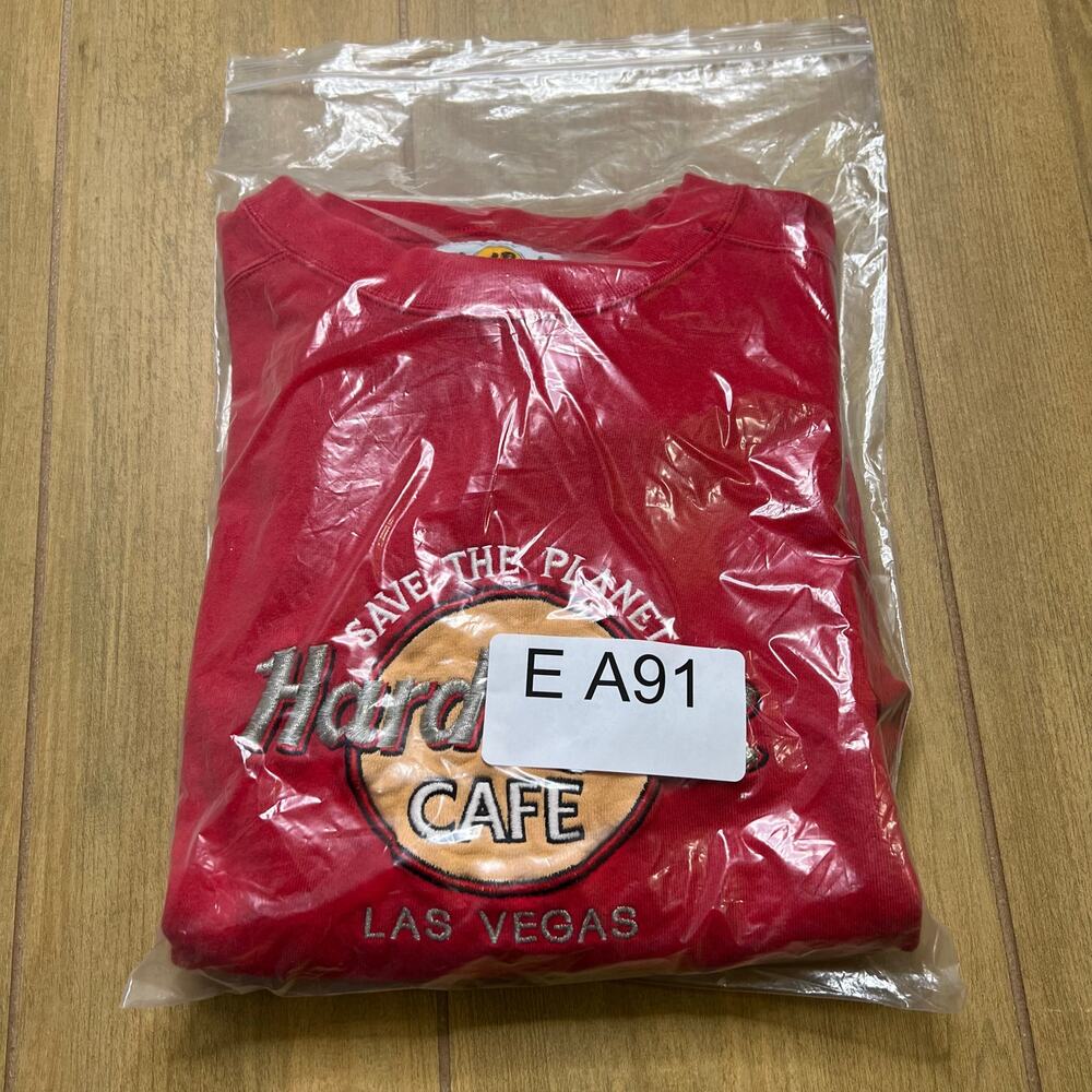 Vintage 90s Hard Rock Cafe Sweatshirt Mens XL Red Las Vegas Y2K Distress - Picture 12 of 12